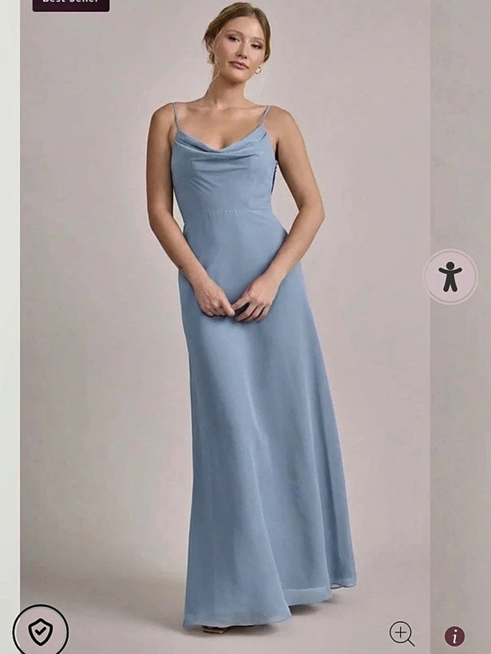 Reverly Nadia Chiffon Dress Maxi Dress in French Blue Blue New